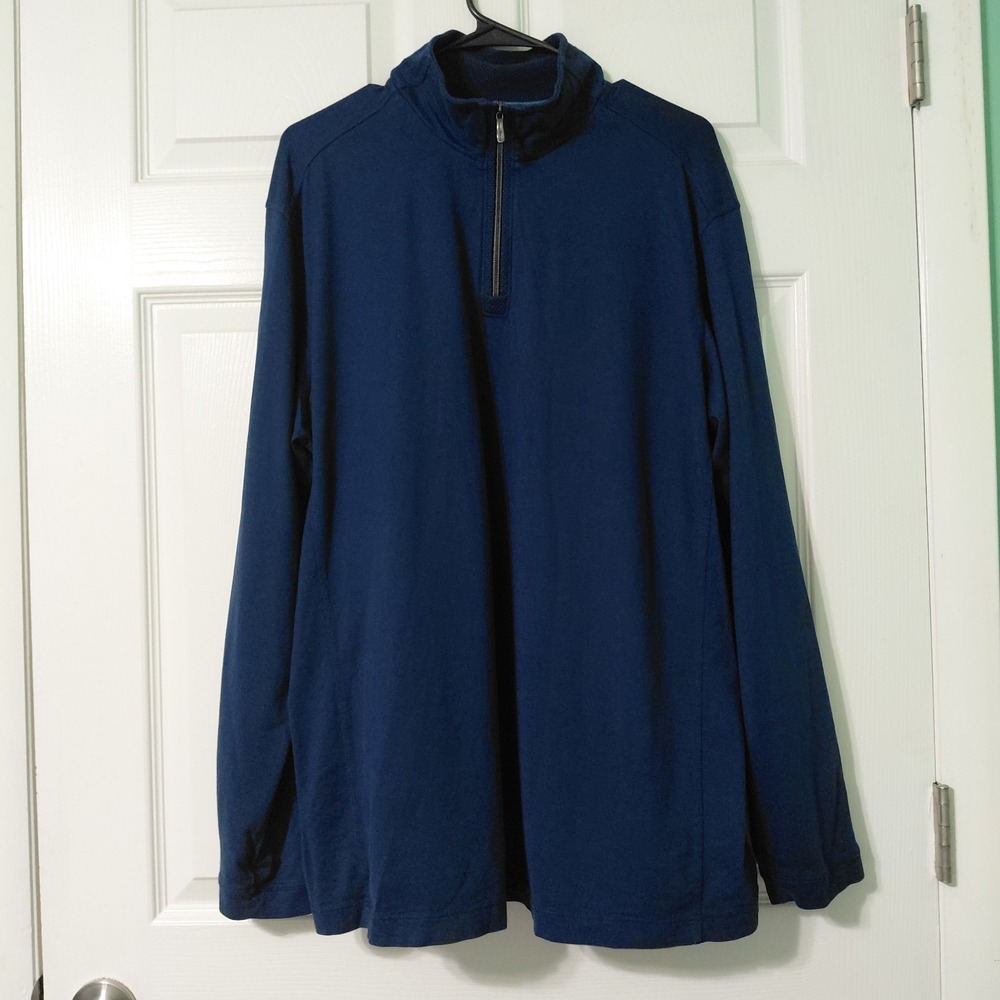 Tommy Bahama Pullover Sweatshirt Mens Large Navy Blue Long Sleeve 1/4 Zip